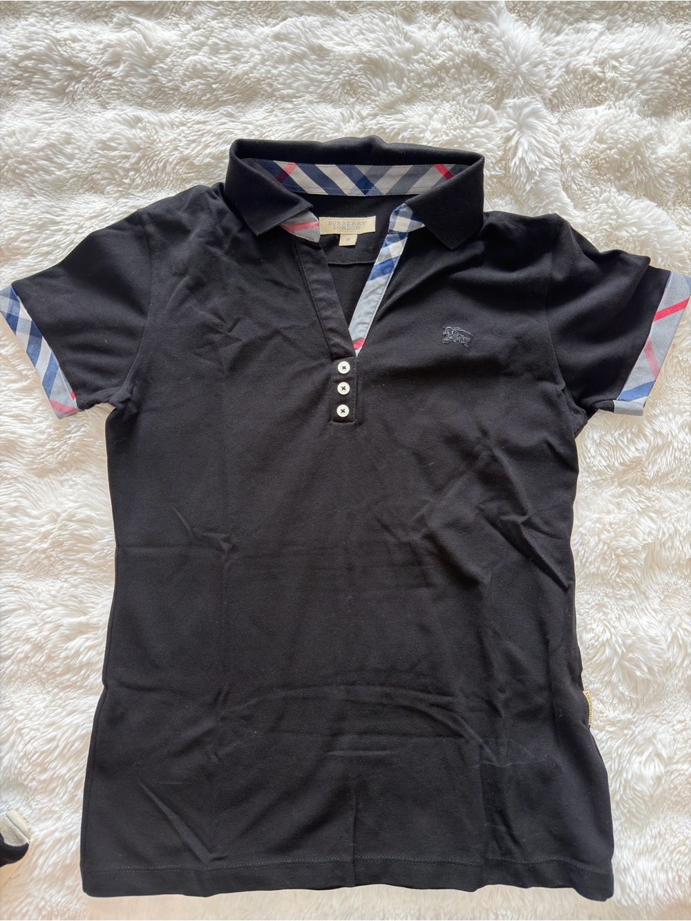 Burberry Black Polo with Signature Check Trim - Picture 1 of 1